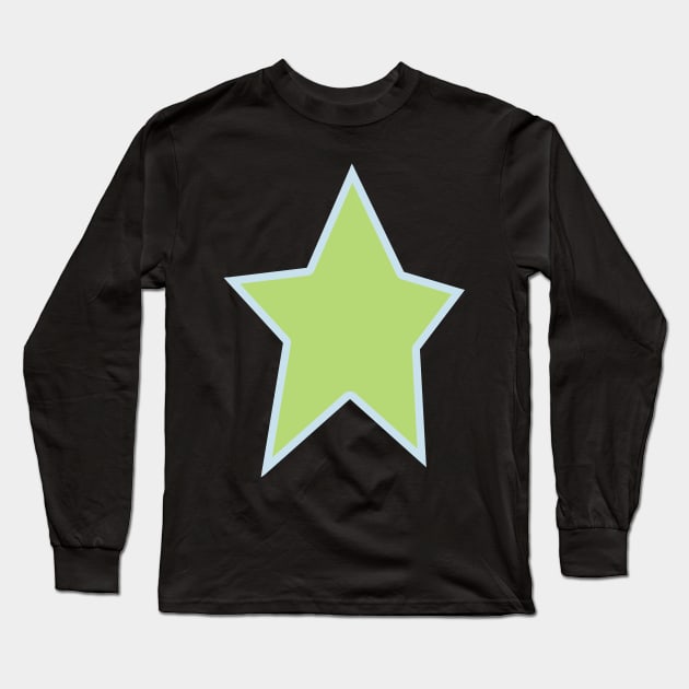 Green Star Light Blue Out Line Graphic Long Sleeve T-Shirt by ellenhenryart